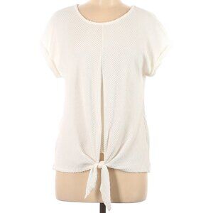 W5 Scoop Neck Tie Front Blouse White Cream S